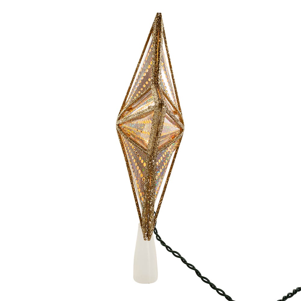 Kurt Adler 10-Inch Gold and Iridescent Lighted Star Tree Topper